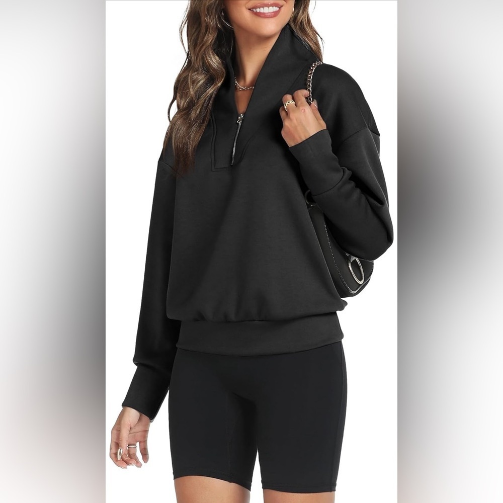 THANTH Half Zip Sweatshirt for Women Baggy Quarter Zip Pullover Hoodies Fall